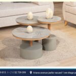 Table basse effet marbre gris 5 ( série 3 pièces)